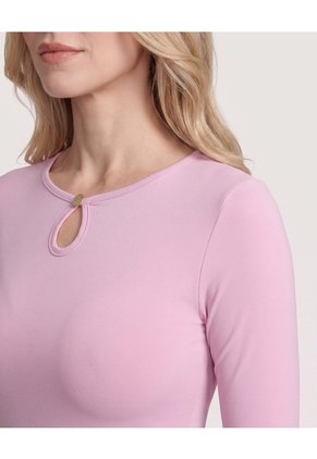 Camiseta Manga Larga Con Abertura  Para Mujer Lila Ostu