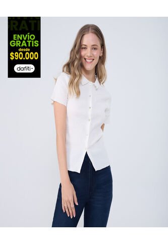 Blusa Para Mujer Manga Corta Color Crema Marca Ostu #40121130 Ostu