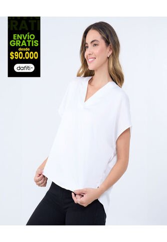 Blusa Para Mujer Manga Corta Color Blanco Marca Ostu #40121107 Ostu