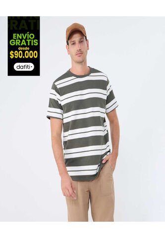 Camiseta Para Hombre Manga Corta Cuello Redondo Color Verde  Marca Ostu #60091423 Ostu