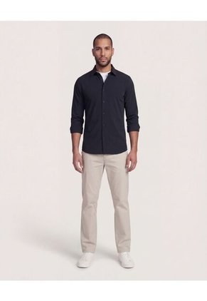 Camisa Para Hombre Manga Larga Sin Bolsillo Cuello C Color Negro Marca Ostu #60010915