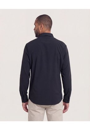 Camisa Para Hombre Manga Larga Sin Bolsillo Cuello C Color Negro Marca Ostu #60010915