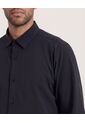 Camisa  Para Hombre Manga Larga Sin Bolsillo Cuello C Color Negro Marca Ostu #60010915 de Ostu