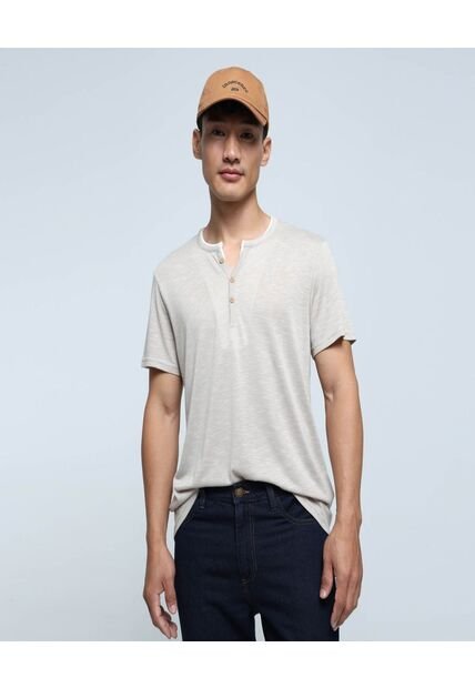 Camiseta Para Hombre Manga Corta Color Beige Marca Ostu #60091339