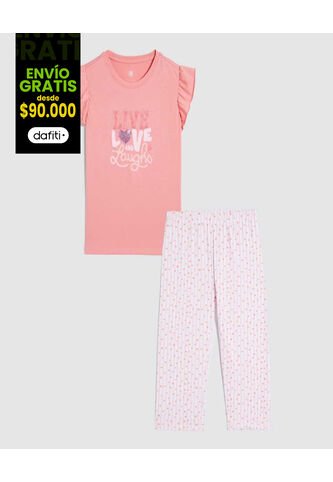 Pijama Para Niña M/C Capri Color Rosa Marca Ostu #90040073 Ostu