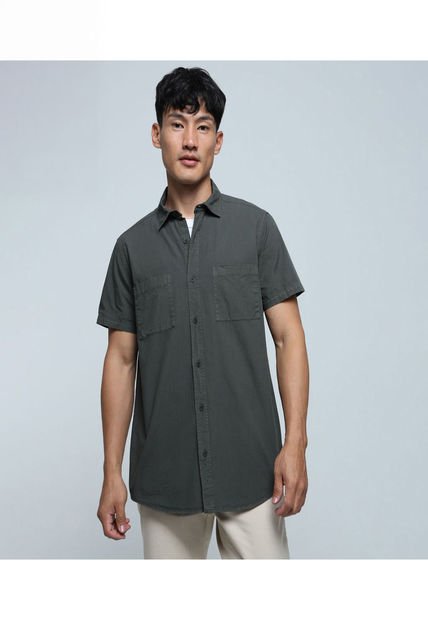 Camisa Para Hombre Manga Corta Con Bolsillo Color Verde  Marca Ostu #60010677