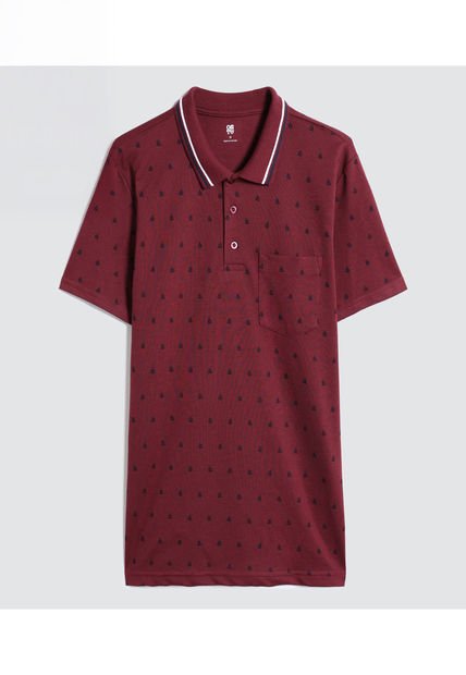 Polo Para Hombre Cuello Tejido Con Bolsillo Color Vino Marca Ostu #60110632