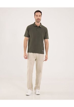 Polo Para Hombre Cuello Maquina Sin Bolsillo Color Verde Marca Ostu #60110814