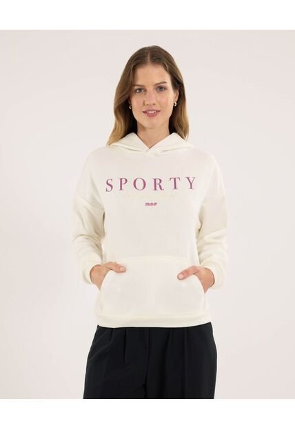 Buzo Para Mujer Hoodie Color Marfil Marca Ostu #40060507