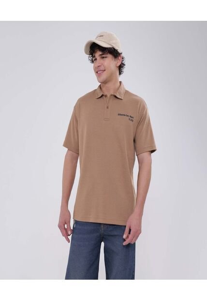 Polo Para Hombre Cuello Maquina Sin Bolsillo Color Café  Marca Ostu #60110702