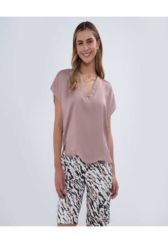 Blusa Para Mujer Manga Corta Color Café  Marca Ostu #40121049 Ostu