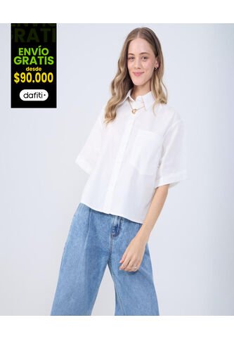 Camisa Para Mujer Manga Corta Color Crudo Marca Ostu #40010287 Ostu