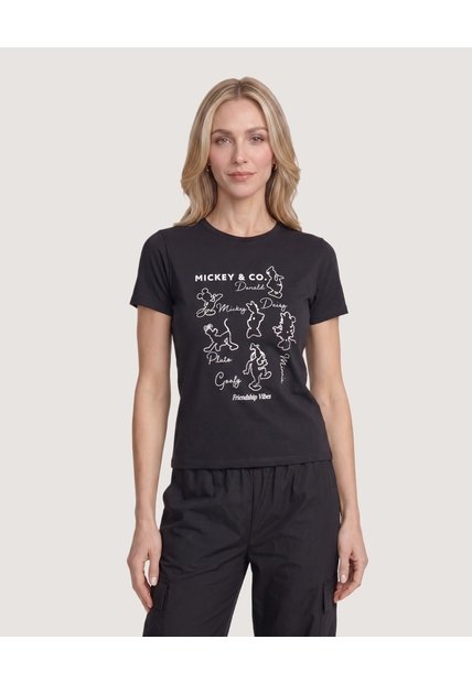 Camiseta Mickey And Friends Screen  Para Mujer Negro Ostu