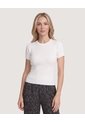 Camiseta Tejida Acanalada Básica  Para Mujer Marfil Ostu de Ostu