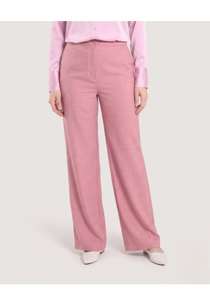 Pantalón Wide Leg Con Pinzas  Para Mujer Rosa Ostu