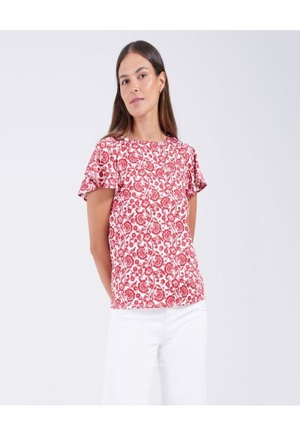 Camiseta Para Mujer Manga Corta Color Rojo Marca Ostu #40091785