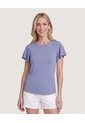Camiseta Manga Corta Con Vuelos  Para Mujer Gris Ostu de Ostu