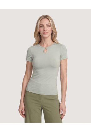 Pantalón Recto De Tiro Alto Para Mujer Verde Ostu
