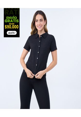 Blusa Para Mujer Manga Corta Color Negro Marca Ostu #40121128 Ostu