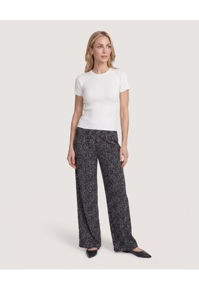 Camiseta Tejida Acanalada Básica  Para Mujer Marfil Ostu