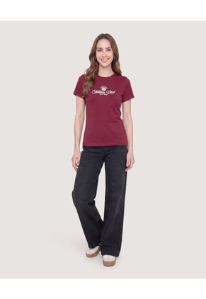 Camiseta Regular Estampada Para Mujer Vino Ostu
