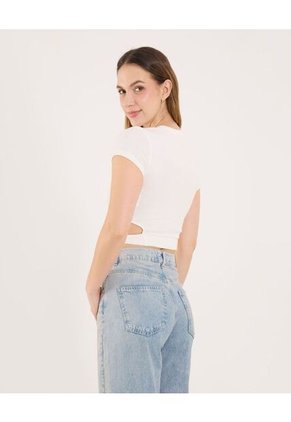 Camiseta Para Mujer Manga Corta Moda Color Crema Marca Ostu #40092631