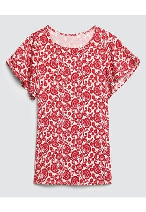 Camiseta Para Mujer Manga Corta Color Rojo Marca Ostu #40091785