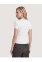 Camiseta Tejida Acanalada Básica  Para Mujer Marfil Ostu de Ostu