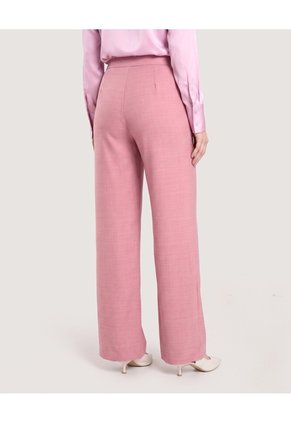 Pantalón Wide Leg Con Pinzas Para Mujer Rosa Ostu