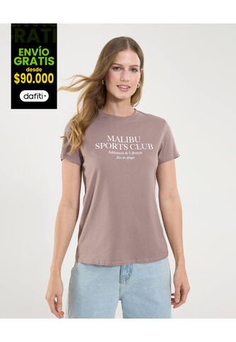 Camiseta Para Mujer Manga Corta Color Café Claro Marca Ostu #40092345 Ostu