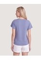 Camiseta Manga Corta Con Vuelos  Para Mujer Gris Ostu de Ostu