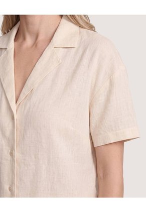 Camisa Boxy Cuello Resort Para Mujer Marfil Ostu