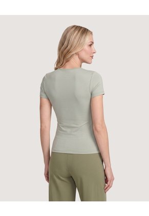 Pantalón Recto De Tiro Alto Para Mujer Verde Ostu