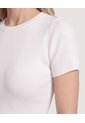 Camiseta Tejida Acanalada Básica  Para Mujer Marfil Ostu de Ostu