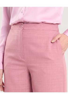 Pantalón Wide Leg Con Pinzas Para Mujer Rosa Ostu