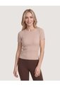 Camiseta Tejida Acanalada Básica  Para Mujer Café Ostu de Ostu