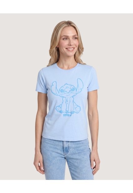 Camiseta Stitch Sketch  Para Mujer Azul Ostu