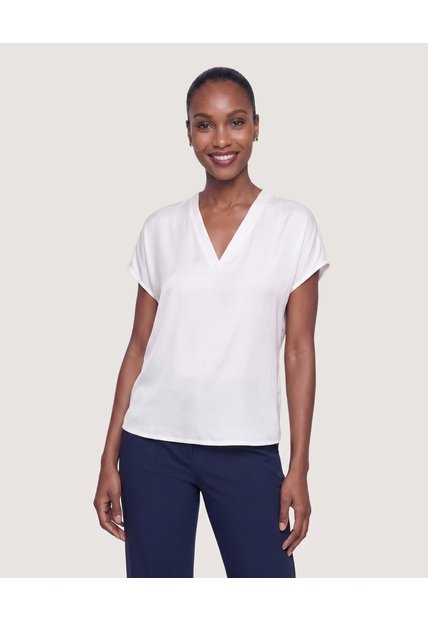 Camisa Satinada Sin Mangas  Para Mujer Azul Ostu