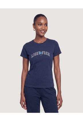 Camiseta Regular Estampada Para Mujer Azul Ostu