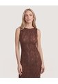 Vestido Midi De Encaje Floral  Para Mujer Café Ostu de Ostu