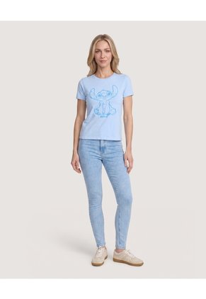 Camiseta Stitch Sketch  Para Mujer Azul Ostu