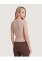 Camiseta Tejida Acanalada Básica  Para Mujer Café Ostu de Ostu