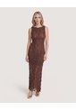Vestido Midi De Encaje Floral  Para Mujer Café Ostu de Ostu