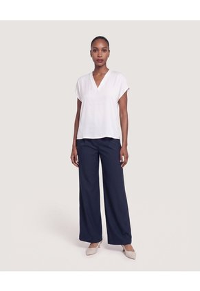 Camisa Satinada Sin Mangas Para Mujer Azul Ostu