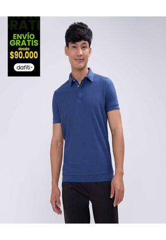 Polo Para Hombre Cuello Tejido Sin Bolsillo Color Azul  Marca Ostu #60110729 Ostu