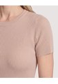 Camiseta Tejida Acanalada Básica  Para Mujer Café Ostu de Ostu
