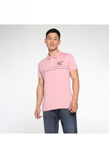 Polo Para Hombre Cuello Tejido Sin Bolsillo Color Rosado  Marca Ostu #60110493