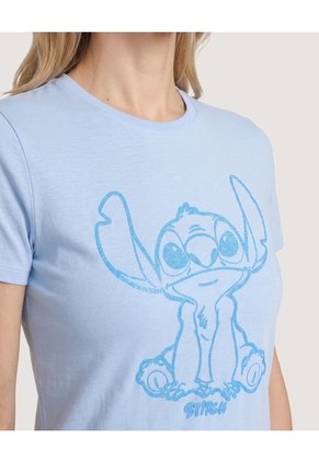 Camiseta Stitch Sketch  Para Mujer Azul Ostu