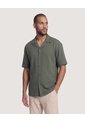 Camisa Resort Texturizada  Para Hombre Verde Ostu de Ostu