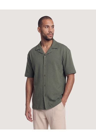 Camisa Resort Texturizada  Para Hombre Verde Ostu Ostu
